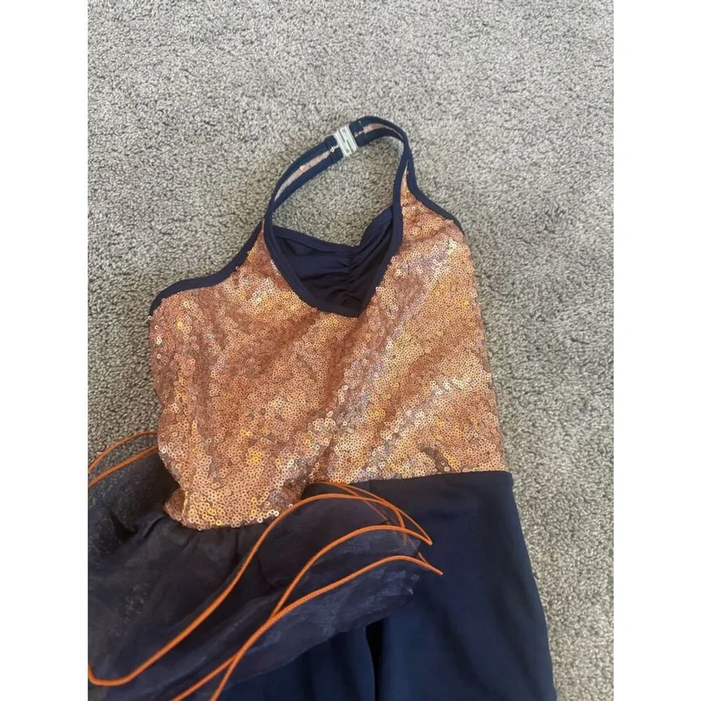 Alexandra Collection Glamorama Halter Biketard Dance Costume Sz 8